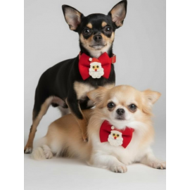 Rudolph Küçük Irk Köpek Papyon Tasması | Kırmızı Fiyonk Boyun Aksesuarı | Noel Temalı Köpek Süsü