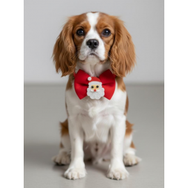 Rudolph Küçük Irk Köpek Papyon Tasması | Kırmızı Fiyonk Boyun Aksesuarı | Noel Temalı Köpek Süsü