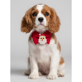 Rudolph Küçük Irk Köpek Papyon Tasması | Kırmızı Fiyonk Boyun Aksesuarı | Noel Temalı Köpek Süsü