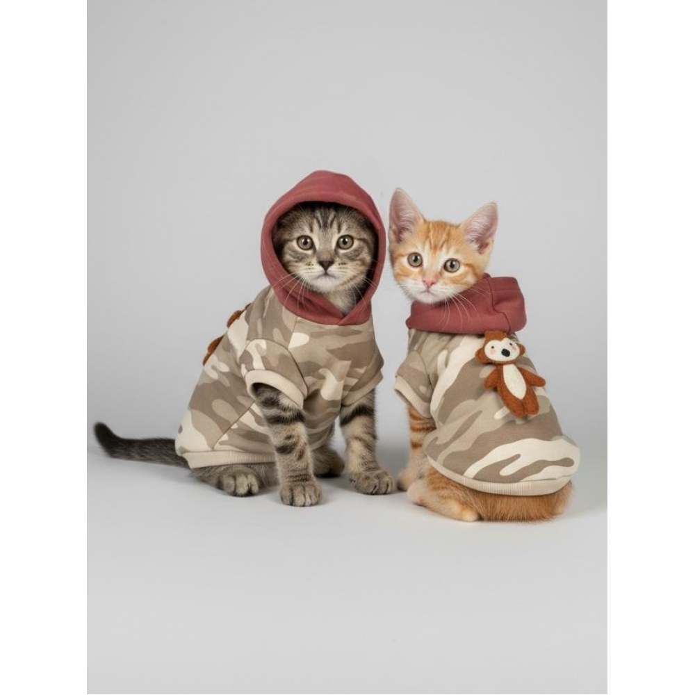 Safari Friends Kapüşonlu Kedi Sweatshirt – Küçük Irklar