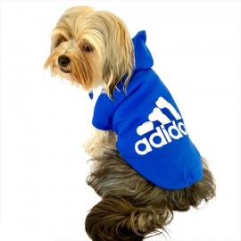 Saks Mavi Adidog Kapşonlu Duo Köpek Sweatshirt Köpek Kazağı