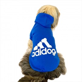 Saks Mavi Adidog Kapşonlu Duo Köpek Sweatshirt Köpek Kazağı