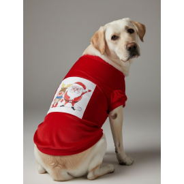 Santa and Friend Rudolph Orta ve Büyük Irk Köpek Tişörtü Yılbaşı Noel