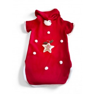 White Star Kırmızı Yılbaşı Köpek Kıyafeti | Noel Baba Kapüşonlu Polar Sweatshirt | Orta ve Büyük Irklar İçin