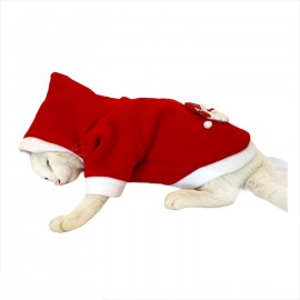 Santa Neo Kapşonlu Polar Noel Yılbaşı Kedi Sweati