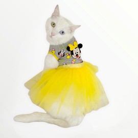 Sarı Sevimli Fare Tütülü Kedi Elbisesi, Kıyafeti Tutu