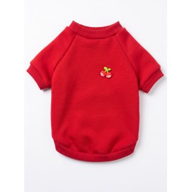Kiki Kiraz Detaylı Kırmızı Kedi Polar Sweatshirt