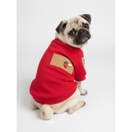 Sevimli Çilek Detaylı Kırmızı Köpekler için Polar Sweatshirt