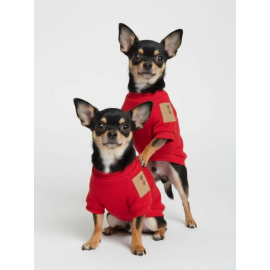 Sevimli Çilek Detaylı Kırmızı Köpekler için Polar Sweatshirt