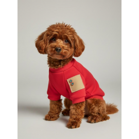 Sevimli Çilek Detaylı Kırmızı Köpekler için Polar Sweatshirt