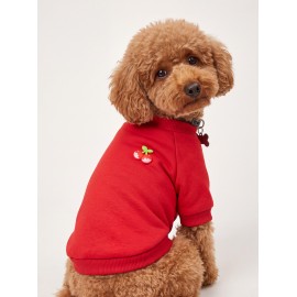 Kiki Kiraz Detaylı Kırmızı Köpek Polar Sweatshirt