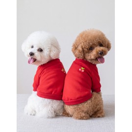 Kiki Kiraz Detaylı Kırmızı Köpek Polar Sweatshirt
