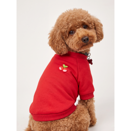 Kiki Kiraz Detaylı Kırmızı Köpek Polar Sweatshirt