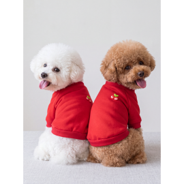 Kiki Kiraz Detaylı Kırmızı Köpek Polar Sweatshirt