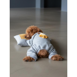 Sevimli Zürafa Köpek Uyku Seti | Penye Köpek Tulum ve Mini Yastık Takımı | Pamuklu | Tüy Dökülmesini Azaltır