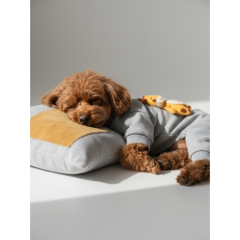 Sevimli Zürafa Köpek Uyku Seti | Penye Köpek Tulum ve Mini Yastık Takımı | Pamuklu | Tüy Dökülmesini Azaltır