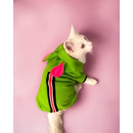 Shipy Pink Stripe Duo Kulaklı Kedi Tulumu,Kıyafeti
