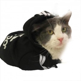 Siyah Adidog Kapşonlu Duo Kedi Sweatshirt Kedi Kazağı 