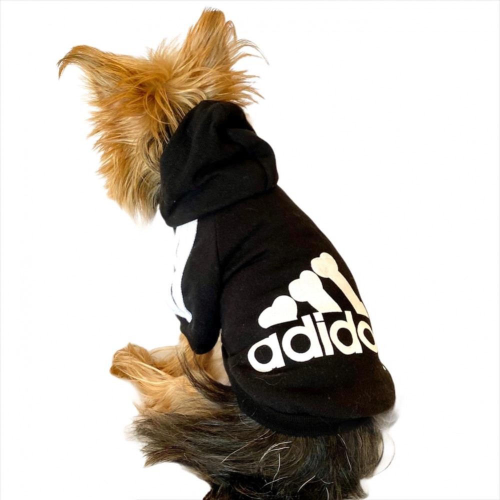 Siyah Adidog Kapşonlu Köpek Sweatshirt Köpek Kazağı