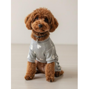 Soft Heart Köpek Tulumu | Pamuklu Penye Köpek Pijaması | Küçük Irklar İçin | Tüy Dökülmesini Azaltır