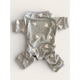 Soft Heart Köpek Tulumu | Pamuklu Penye Köpek Pijaması | Küçük Irklar İçin | Tüy Dökülmesini Azaltır