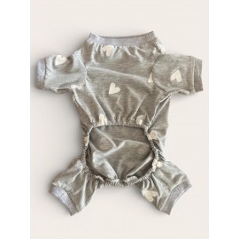 Soft Heart Köpek Tulumu | Pamuklu Penye Köpek Pijaması | Küçük Irklar İçin | Tüy Dökülmesini Azaltır