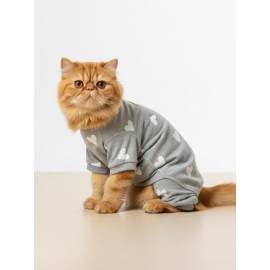 Soft Hearts Kedi Uyku Seti | Penye Kedi Tulum ve Mini Yastık Takımı | Pamuklu | Tüy Dökülmesini Azaltır | 