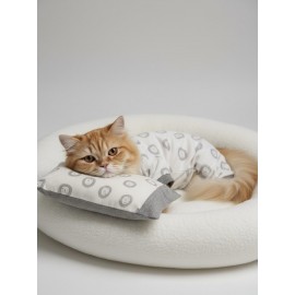 Soft Lion Kedi Uyku Seti | Penye Kedi Tulum ve Mini Yastık Takımı | Pamuklu | Tüy Dökülmesini Azaltır | 