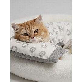 Soft Lion Kedi Uyku Seti | Penye Kedi Tulum ve Mini Yastık Takımı | Pamuklu | Tüy Dökülmesini Azaltır | 
