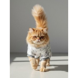 Soft Lion Kedi Uyku Seti | Penye Kedi Tulum ve Mini Yastık Takımı | Pamuklu | Tüy Dökülmesini Azaltır | 