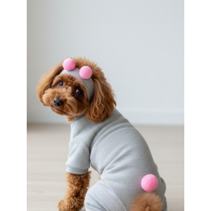 Ponpon Şeker Köpek Tulumu & Bere Takımı | Şardonlu Polar Kumaş | Küçük Irk Köpekler İçin | Tüy Dökülmesini Azaltır