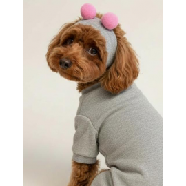 Ponpon Şeker Köpek Tulumu & Bere Takımı | Şardonlu Polar Kumaş | Küçük Irk Köpekler İçin | Tüy Dökülmesini Azaltır