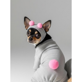 Ponpon Şeker Köpek Tulumu & Bere Takımı | Şardonlu Polar Kumaş | Küçük Irk Köpekler İçin | Tüy Dökülmesini Azaltır