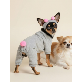 Ponpon Şeker Köpek Tulumu & Bere Takımı | Şardonlu Polar Kumaş | Küçük Irk Köpekler İçin | Tüy Dökülmesini Azaltır