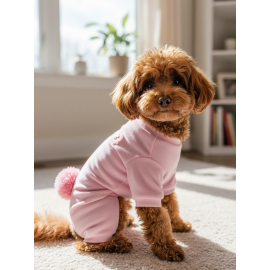 Tassel &  Rainbow Soft Pink Pamuklu Köpek Tulumu Pastel Pembe Pijama