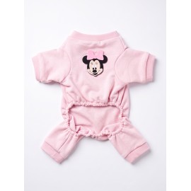 Pinkie Mouse Köpek Tulumu | Pembe Kalın Penye Köpek Kıyafeti | Sevimli Fare ve Kurdele Detaylı