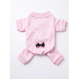 Pinkie Mouse Köpek Tulumu | Pembe Kalın Penye Köpek Kıyafeti | Sevimli Fare ve Kurdele Detaylı