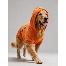 Mariposa Orange Hoodie | Kelebek Detaylı İnce Polar Orta Ve Büyük Irk Köpek Sweatshirt 