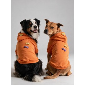 Mariposa Orange Hoodie | Kelebek Detaylı İnce Polar Orta Ve Büyük Irk Köpek Sweatshirt 