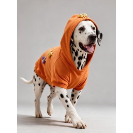 Mariposa Orange Hoodie | Kelebek Detaylı İnce Polar Orta Ve Büyük Irk Köpek Sweatshirt 