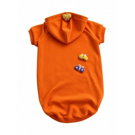 Mariposa Orange Hoodie | Kelebek Detaylı İnce Polar Orta Ve Büyük Irk Köpek Sweatshirt 