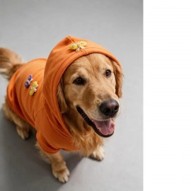 Mariposa Orange Hoodie | Kelebek Detaylı İnce Polar Orta Ve Büyük Irk Köpek Sweatshirt 