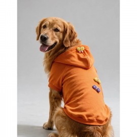 Mariposa Orange Hoodie | Kelebek Detaylı İnce Polar Orta Ve Büyük Irk Köpek Sweatshirt 