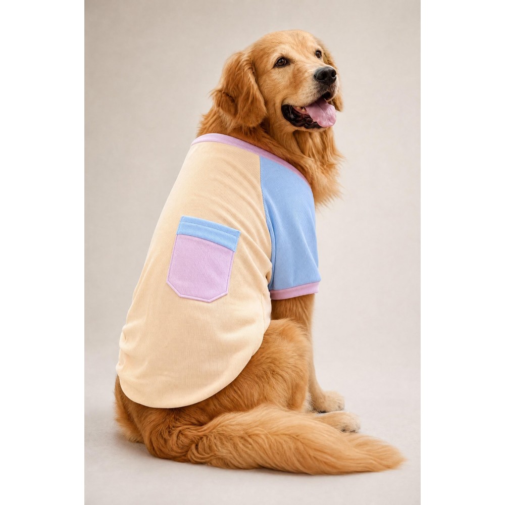 Soft Sun Orta ve Büyük Irk Köpek Tişörtü | Sarı Mavi Pembe Yazlık Köpek Kıyafeti