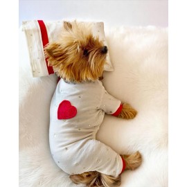Sparkle Hearts Penye Tulum Yastık Takım Uyku Set Köpek Tulum Elbise