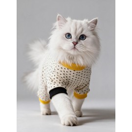 Spotty Sunny Minny Kedi Uyku Seti | Siyah Beyaz Puantiyeli Penye Kedi Tulumu ve Mini Yastık 