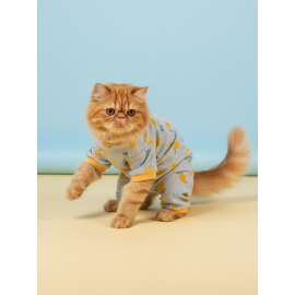 Summer Pineapple Penye Kedi Tulumu | Ananas Desenli Kedi Pijaması | Kediler İçin