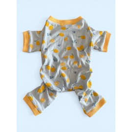 Summer Pineapple Penye Kedi Tulumu | Ananas Desenli Kedi Pijaması | Kediler İçin