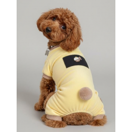 Sunny Cake Pastel Sarı İnce Kadife Köpek Tulum Pijama