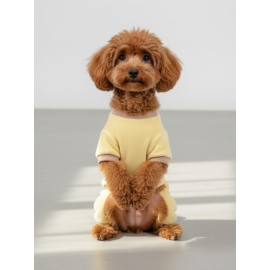 Sunny Cake Pastel Sarı İnce Kadife Köpek Tulum Pijama